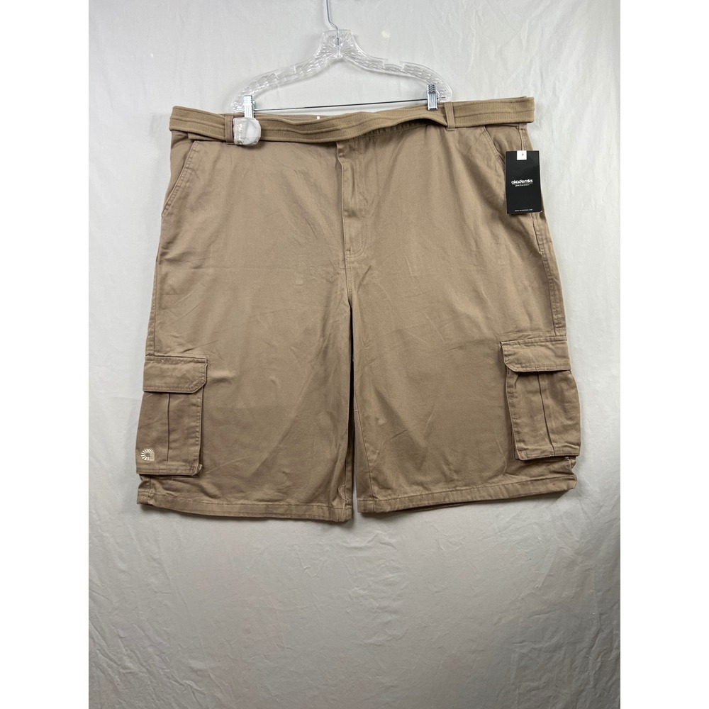 Akademiks Cargo Shorts Mens 52 Khaki Belted Cotton Twill Utility New